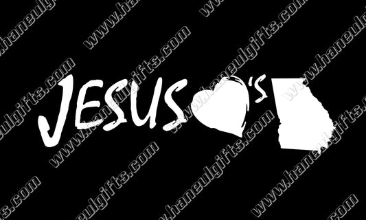 "Jesus Loves GA" ∙ Permanent Vinyl Decal 10.25" x 2.5"