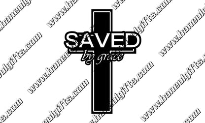 "Saved By Grace" Permanent Vinyl Decal 6.25" x 8.5"